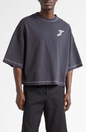 Jacquemus Le T-Shirt Letro Embroidered Monogram T-Shirt in Dark Navy at Nordstrom, Size Xx-Large