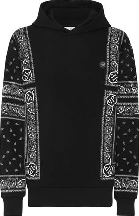 Philipp Plein Hoodie Sweatshirt Paisley Bandana - Heren - Hoodies - Zwart - S - Katoen - Hoodies & sweatvesten