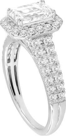LuvMyJewelry Lilit 14K White Gold Emerald Cut Lab Grown Diamond Halo Engagement Ring - 2.23 Ct