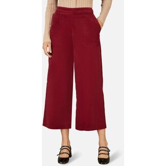 Yumi Cord Cropped Wide Leg Pants in Burgundy at Nordstrom, Size 10