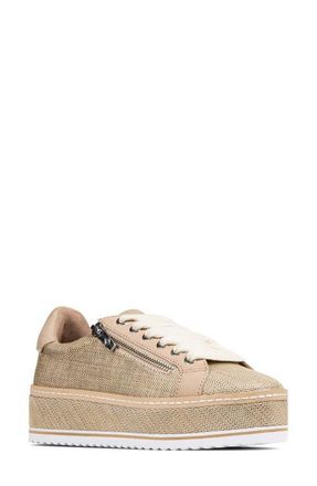 Donald J Pliner Side Zip Platform Sneaker in Sand at Nordstrom, Size 6.5