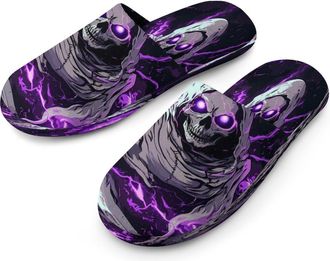 Generic Grim Reaper Thunder Mens Cotton Slippers Memory Foam Comfort House Shoes Winter Indoor Slipper for Hotel Casa Spa