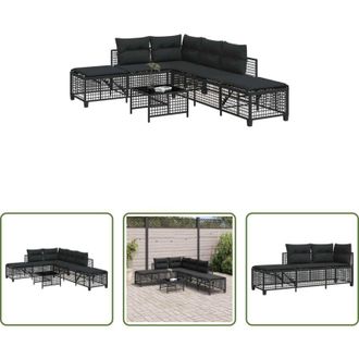 vidaXL vidaXL Cuscini da esterno - Set Divani ad Angolo 3 pz con Cuscini in Polyrattan Nero