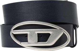 Diesel Belts, male, Black, Size: 105 CM Modern Oval Buckle Leather Belt