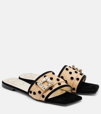 Roger Vivier Tr&egrave;s Vivier polka-dot suede-trimmed slides