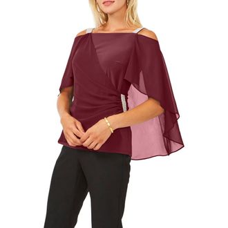 Chaus Drape Overlay Off the Shoulder Top in Mulberry at Nordstrom, Size Medium
