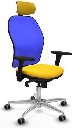 Piqueras y Crespo Jorquera Sincro Malla Azul Similpiel Amarillo Brazos 3d Base Aluminio Cabecero 2d Ruedas 65mm Engomada