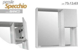 Trade Shop Trade Shop - Specchiera Pensile Specchio Mobiletto Parete Bagno Armadietto 73x12x63cm 808975