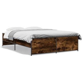 Berkfield Home Bed Frame without Mattress Smoked Oak 120x200 cm in Brown | Size: Small Double