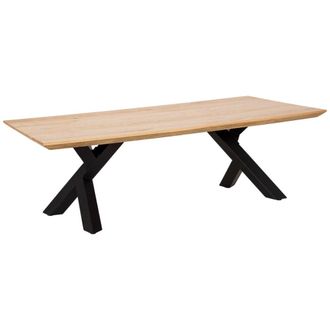 Wanderlust Deco Mesa de comedor de madera marr&oacute;n y negra 140x70x46 alt. cm