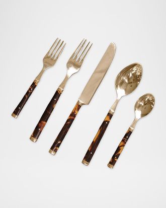 Beatriz Ball 5-Piece VIDA Tortoise And Gold Stainless Flatware Set