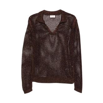 MC2 Saint Barth V-neck Knitwear, female, Brown, Size: XS Nassi Mesh