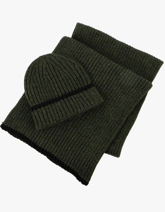 Totes Mens Totes Toasties Hat & Scarf Set Mens Khaki - Green - Size: ONE-SIZE