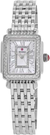 Michele Deco Madison Diamond White Mother of Pearl Dial Steel Womens Watch MWW06D000171