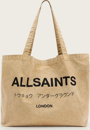 AllSaints Cotton Underground Acid Wash Logo Tote Bag, Size: One Size