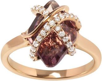 House of Brilliance Haus Of Brilliance 14K Rose Gold 3.13 Ct. Tw. Diamond & Lab-Grown Amethyst Cocktail Ring