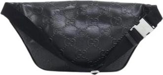 Gucci Pre-owned GG Embossed Leather Waist Bag - Dames - Vintage Heuptassen - Zwart - ONE Size - Leer - Vintage