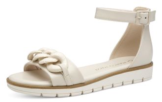 Marco Tozzi Riemchensandale MARCO TOZZI, Damen, Gr. 37, beige (creme), Lederimitat, Schuhe Riemchensandale, Keilabsatz, Sommerschuh, Sandalette, mit Zierkette Ton