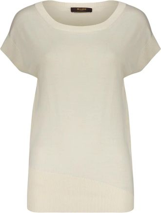Moorer Gebreide Vest - Dames - Ronde hals truien - Beige - XS - Wol - Truien & Vesten