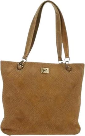 Chanel Pre-owned Tote Bags, female, Brown, Size: ONE SIZE Pre-owned Vintage Suede Tote Bag