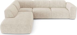 Sia Home Sof&aacute; cama gran izquierdo 5 plazas terciopelo con motivos crema