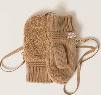 Miu Miu Wool, cashmere and shearling mittens