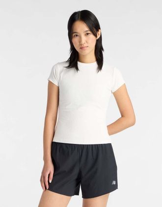 New Balance T-shirt aderente a coste color sale marino-Bianco