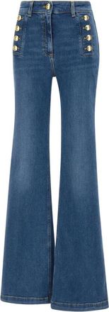 Elisabetta Franchi Flared Jeans, female, Blue, Size: W27 Denim Blue High Waist Flared Jeans