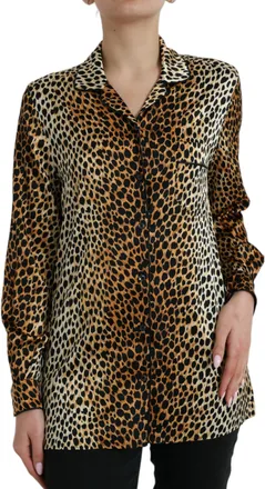Dolce & Gabbana Womens Leopard Print Silk Shirt Tsh84784 - Beige - Size EU 40 (Womens)