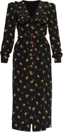 Alessandra Rich Jurk met bloemenprint van zijde - Dames - Shirt Kleedjes - Zwart - XS - Polyester - Kleedjes