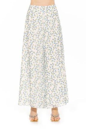 Alexia Admor Imogen Floral Chiffon Wide Leg Pants in Blue Ditzy at Nordstrom Rack, Size 14