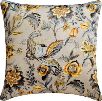 OEM Fundas De Coj&iacute;n Grises Y Amarillas De 35,5 X 35,5 Cm, Cojines De Sof&aacute; Con Estampado De Pavo Real Y Cara De Sat&eacute;n, Estampado Floral Estilo Art D&eacute;co - B