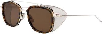 Thom Browne Designer Pilot Zonnebril met Zijbescherming - Heren - Zonnebrillen - Bruin - 51 MM - Accessoires