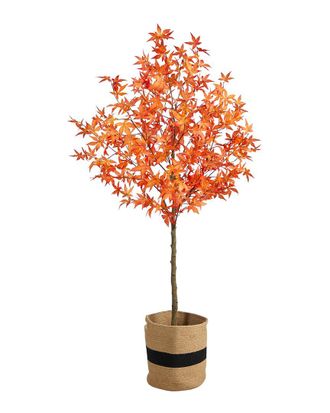 Nearly Natural 6Ft Artificial Autumn Maple Tree With Handmade Basket