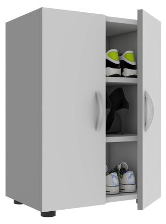 ebuy24 Gabinete De Zapato De Madera Vcm Dimensiones: Al. 74 X An. 49 X P. 30 Cm Gabinete Todo Prop&oacute;sito 3 Compartimentos 2 Puertas Giratorias - Ulas (blanco)