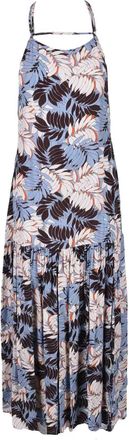 Weili Zheng Flowing Long Dress With Botanical Print And Zip Sleeves