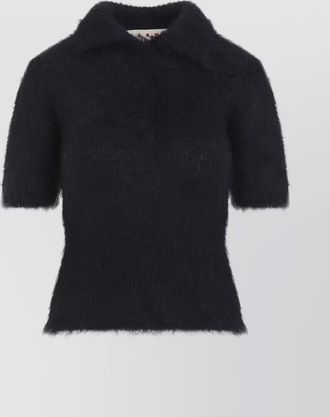 Marni collared neck fuzzy texture short sleeves