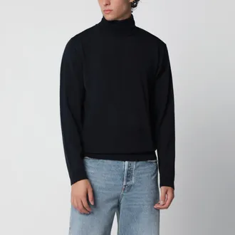 Roberto Collina Maglione dolcevita blu navy in lana