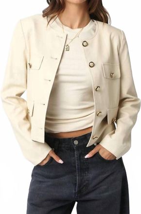 Olivaceous Romi Faux Leather Jacket With Buttons In Bone
