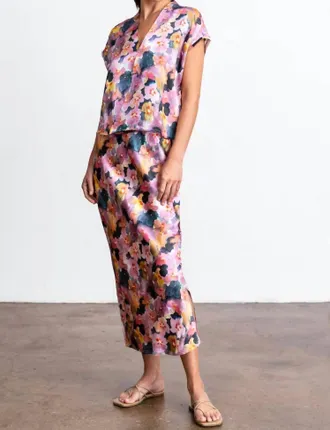 Go Silk Go Long For It Printed Silk Charmeuse Maxi Skirt In Flowerfull