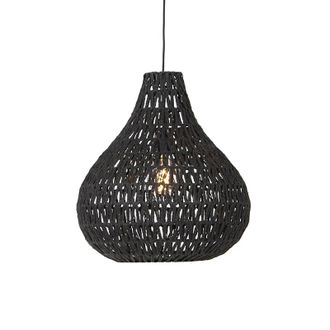 QAZQA Retro/vintage L&aacute;mpara Colgante Retro Negra 45 Cm - Lina Drop Acero /cuerda Redonda Adecuado Para Led Max. 1 X 60 Watt - Qazqa