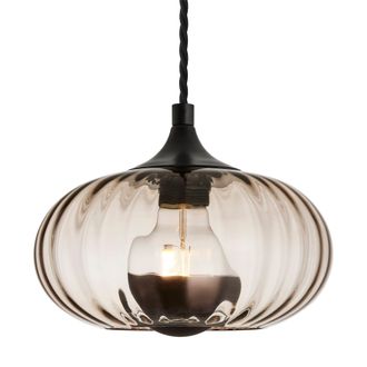 Industville Chelsea Textured Glass Round Pendant Light - 10 Inch in Light Brown | Size: 10 inches