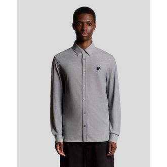 Lyle & Scott Jacquard Stripe Long Sleeve Shirt in White/Deep Tan at Nordstrom, Size Xx-Large