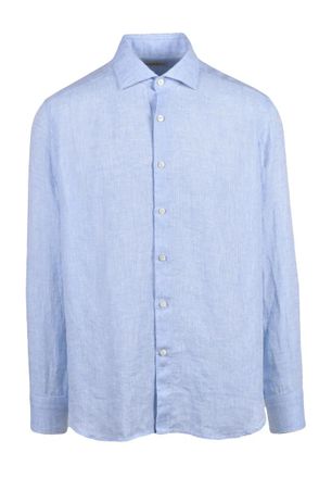 Ghirardelli Light Blue Linen Mens Linen Shirt