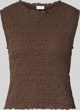 Jake*s Top mit Strukturmuster und Rundhalsausschnitt in Dunkelbraun, Gr&ouml;&szlig;e XXL