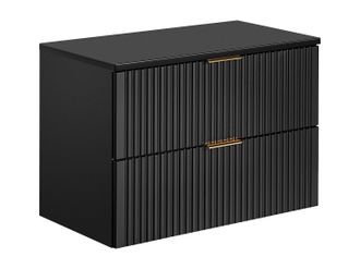 Vente-Unique Vente-unique - Mobile Sotto Lavabo Sospeso Scanalato Con Piano Di Appoggio L80 Cm Nero - Zevara