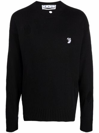 Off-white cut-out circle jumper - men - Viscose/Cashmere/Polyamide/Wool - S - Black