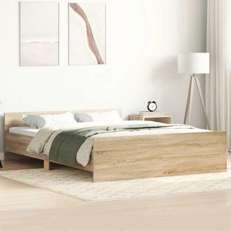 vidaXL Estructura De Cama Con Cabecero Piecero Roble Sonoma 120x200 Cm Vidaxl