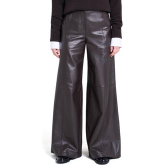 TWP Demie Topstitch Wide Leg Pants in Chocolate at Nordstrom Rack, Size 8