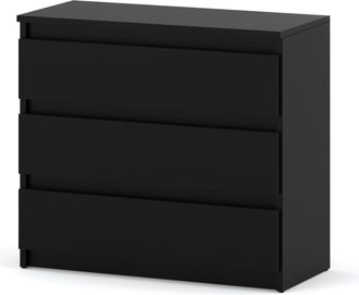 OEM Cassettiera Nera Da 80 Cm, 3 Scomparti, Mobile Tv Per Soggiorno E Camera Da Letto